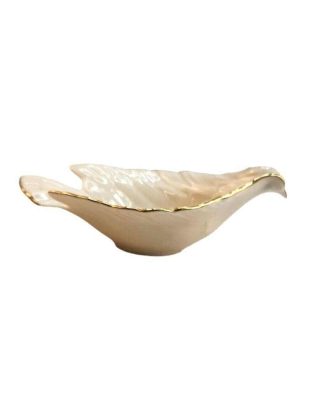 Lenox Dove Candy Bowl Trinket Dish Cream Ivory Porcelain Gold Trim